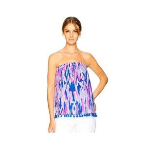Lilly Pulitzer Palma Tube Top in Amethyst One Too‎ Many Tassel Trim Sz Small